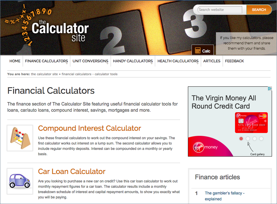 Screenshot of The Calculator Site